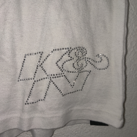 K&N Motorwear tank top racer back white and pink with jeweled logo on back - Picture 4 of 4